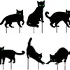 Nova Placa de Jardim Gato Preto Silhueta de Halloween, Decoração Externa de Gato Preto Assustador, Placa de Jardim de Halloween