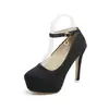 Sapatos de Bico Redondo para Mulheres, Saltos Agulha Sexy, Saltos Baixos, Plataformas Impermeáveis, Tiras com Fivela de Princesa Coreana, Sapatos Femininos, Sapatos de Casamento, Aumentador de Altura e Emagrecedor