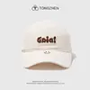 Gorra bordada con cara sonriente para mujer, nueva de primavera y verano 2025, gorra de béisbol artística pequeña blanca y rosa