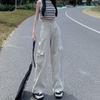 2024 Diseño holgado Sense Overol de pierna ancha Estilo americano Cintura alta Adelgazante Jeans de moda para mujer Maillard