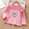 Camiseta Básica Infantil Primavera e Outono Nova Menina Algodão Stretch Manga Longa Bebê Menina Qualidade Versátil Estilo Coreano Estilo Estrangeiro