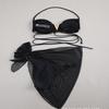 Exportación Europea y Americana Aliexpress Bikini Transfronterizo 2024 Nuevo de Color Puro con Tirantes en Forma de V Traje de Baño Sexy de Tres Piezas