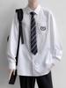 Dk Uniform Camisa Blanca Pura para Hombre Manga Larga Manga Corta Corbata Estudiantes Japoneses Casual Combinable Camisa JK Ropa de Clase Parte Superior