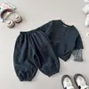 Conjunto de sudadera estilo coreano para niños, atuendo casual de primavera/otoño, conjunto de dos piezas de moda estilo coreano para niños