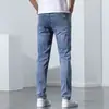 2026 Hong Kong Calça Jeans Azul de Alta Qualidade Masculina Slim Fit Marca Moderna Versátil Elástica Calça Longa Masculina Estilo Outono