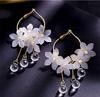 B549 Pendientes de aro de flores de hadas súper personalidad combinable colgante de cristal flor pequeña pendientes Mori pendientes elegantes