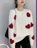 Nuevo suéter de punto con cuentas y estampado de corazones para mujer, moda otoño e invierno 2026, juvenil, suave, cómodo, suéter tipo pullover versátil