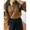 Top Bordado com Logo Raff Pony Feminino Primavera e Outono Fino Linho Branco Manga Longa Casual Solto Nicho Camisa Proteção Solar