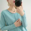 Venta al por mayor transfronteriza de nuevos suéteres de punto para mujer de primavera y otoño, de corte holgado, versátiles, de cuello redondo, de manga larga, camisetas básicas casuales