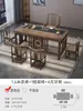 Nuevo Juego de Mesa y Sillas de Té Estilo Chino, Mesa de Té de Oficina de Madera Maciza, Juego para el Hogar, Mesa Pequeña Integrada para Preparar Té en el Balcón