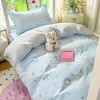 2026 Novo Desenho Animado Algodão Lençol de Cama de Estudante Conjunto de Três Peças Lençol com Elástico 100% Algodão Capa de Colcha Solteiro Roupa de Cama para Dormitório