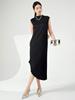 Vestido de Alta Gama, Ropa de Verano para Mujer, Nuevo Vestido Elegante de Alta Gama Más Vendido con Empalme Irregular Negro