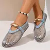 Sandálias Plus Size Femininas Peixe Comércio Exterior Vazadas Sandálias Baixas Estilo Europeu Americano Malha Novo Estilo Transfronteiriço Primavera Verão 2026 Bico Redondo