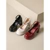 Zapatos Mary Jane de una correa para mujer 2025 Estilo Primavera y Otoño con falda Tacón grueso Suela gruesa Flats Tacones altos rojos pequeños