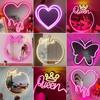 Amazon Gota de Agua Personalizada Creativa Espejo de Corazón Led Luz de Neón Gato Espejo de Maquillaje Espejo Acrílico Luz