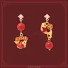 Nuevos Pendientes Festivos Rojos Estilo Chino para el Año Nuevo, Pendientes Propicios para el Año del Caballo, Pendientes Exquisitos Retro de Nicho