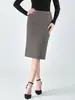 Moda Extranjera Más Vendida Elegante Falda Cuadros Cintura Alta Longitud Rodilla Falda Lápiz Viajes de Negocios Oficina Moda Falda para Mujer