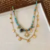 Collar con colgante de luna incrustado de diamantes vintage, moda de alta gama de nicho, cadena simple para la clavícula, joyería única y versátil al por mayor
