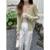 Foto Real de Cardigan de Linho de Bambu Leve com Proteção Solar Estilo Coreano de Verão Solto e Versátil Blusa de Tricô Feminina Peça Externa 84222