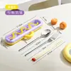Aço Inoxidável 304 Dopamina Talheres Portáteis Hashi Colher Garfo Conjunto Caixa de Armazenamento de Talheres Caixa de Talheres para Estudante Embalagem Única
