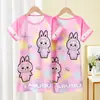 Pijama Nuevo Estilo para Niñas 2026, Camisón Delgado de Manga Corta de Verano para Niños, Ropa de Casa para Niñas de Primavera y Verano, Adecuado para Usar Afuera