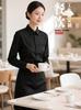 Ropa de Trabajo para Catering Otoño e Invierno Camisas de Manga Larga con Logo Impreso Tienda de Té con Leche Cafetería Restaurante Occidental Camisas de Camarero Ropa de Trabajo