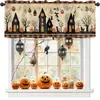 2026 Nueva Cortina de Halloween Transfronteriza Decoración de Ventana de Cocina Cortina Corta Tela de Fondo para Fiesta Festiva