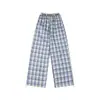 Pantalones casuales de cuadros rectos de pierna ancha sueltos de doble cintura estilo retro americano, nuevos pantalones largos versátiles de primavera-verano, modernos, para hombres y mujeres