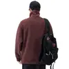 Sudadera Retro de Cuello Alto Holgada para Hombre, Top Trendy Cómodo de Peso Pesado para Otoño con Estilo de Color Sólido Texturizado para Usar en Capas