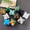 Venta Caliente Transfronteriza Adornos de Piedra de Cristal Natural Merkaba 25*25mm Cuadrado Satélite Piedra Desnuda Accesorios para Joyería DIY