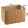 Cesta de almacenamiento de mimbre sintético ropa sucia juguetes bocadillos artículos varios cesta de almacenamiento tejida en bambú hogar sala de estar mueble de TV escritorio completo