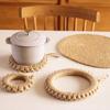 Almohadilla tejida a mano de fábrica de punto de cuerda de cáñamo tejida, anillo para olla, almohadilla para plato, almohadilla para taza, almohadilla para olla con aislamiento térmico, mantel individual de color primario japonés