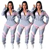 D9056 Terno corta-vento de manga longa de cor sólida e duas cores para mulheres europeias e americanas [calça sem bolso]]
