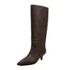 Botas altas de estilo británico, 5.5 cm, a la moda, sencillas y elegantes, modelo nuevo otoño e invierno 2026, punta fina, tacón fino, hasta la rodilla