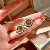 Colar com Pingente Paraíba de Alto Quilate Moda Europeia e Americana Brincos de Diamante Champagne Anel Azul Royal Conjunto de Pedras Preciosas para Mulheres