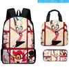 2024 Novo Produto Transfronteiriço Mochila Estudantil para Campus Mochila Hell Inn Mochila Escolar Lancheira Estojo Conjunto de Três Peças