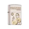 Zorro Modelo Mejorado Níquel Blanco Grabado Unilateral Patrón El Padrino Latón Vintage Encendedor de Queroseno a Prueba de Viento Venta al por Mayor
