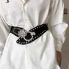 Sello de Cintura Ancho con Costura de Pedrería Sello Elástico de Cintura con Diamante Cinturón para Abrigo Falda de Mujer Sello Elástico de Cintura de Cuero Sintético