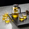 Taza Elegante Vidrio Espeso Resistente a Altas Temperaturas Juego de Té Casero Infusor de Té Separación de Té y Agua Preparación de Té con un Botón