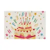 Nuevos manteles individuales con temática de cumpleaños, manteles resistentes al calor de lino con estampado de pastel feliz y globos, manteles decorativos para mesa para el hogar y restaurantes