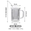 Taza de Vidrio Rayado Estilo Ins con Tapa y Asa, Vaso para Sorber, Alto Valor Estético, Vaso para Beber Doméstico, Taza