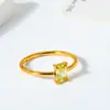 Anillo de acero de titanio transfronterizo para mujer, nicho, lujo ligero, alta gama, acero inoxidable, incrustado de circonita cuadrada de 18k, estilo para mujer