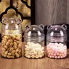 Caja de Almacenamiento de Semillas de Girasol Botella de Almacenamiento de Oso de Dibujos Animados Frasco para Dulces y Comida Frasco de Acrílico para Snacks Frasco Lindo Hermético Frasco para Galletas
