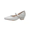 Zapatos plateados Mary Jane de punta para mujer, nuevo estilo otoño 2026, tacones altos de plataforma versátiles de un solo tirante, estilo de hada