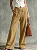 Pantalones de pana anchos retro para mujer Otoño/Invierno 2026, Pantalones rectos de cintura alta con doble bolsillo, Pantalones casuales transfronterizos europeos y americanos