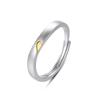 Anillos de Pareja Difeng S999 de Plata Pura para Relación a Larga Distancia, Anillos Abiertos Ajustables con Corazones, Regalo de Navidad Corazón a Corazón