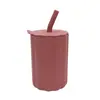 Vaso de Agua Infantil de Silicona de Grado Alimenticio con Patrón Vertical, No Tóxico, Inodoro, Resistente a Altas y Bajas Temperaturas, Apto para Microondas, Anticaídas y a Prueba de Polvo, Especialmente Diseñado para Bebés