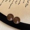 Brincos de pérolas marrons High-end Sense Steamed Bread Beads Light Luxury Niche Earrings 925 Silver Pin Earrings Jóias de estilo simples feminino