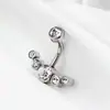 Venta al por mayor de fábrica explosiones transfronterizas clavo de ombligo rosca interna alto europeo y americano circón multicolor anillo de ombligo joyería para perforación personalización