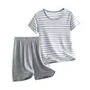 Conjunto de Pijama a Rayas de Modal Tanghui para Niños 2025 Verano Delgado Transpirable Casual Unisex para Niños Mayores